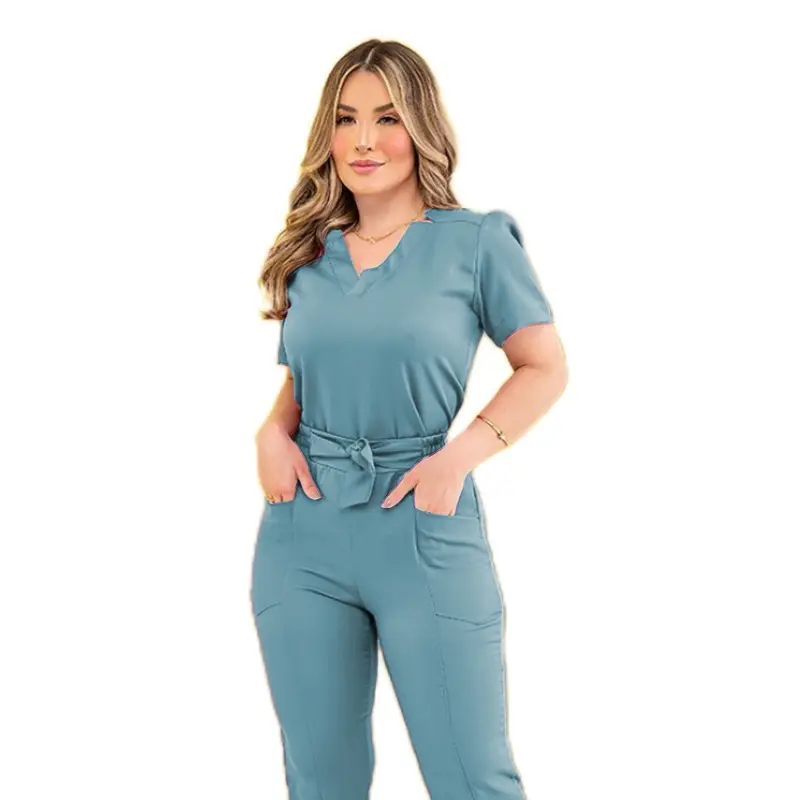 Atacado Uniformes Hospitalares Scrubs Fornecedores Enfermeira Scrubs Top com Jogger Scrubs Uniformes Conjuntos