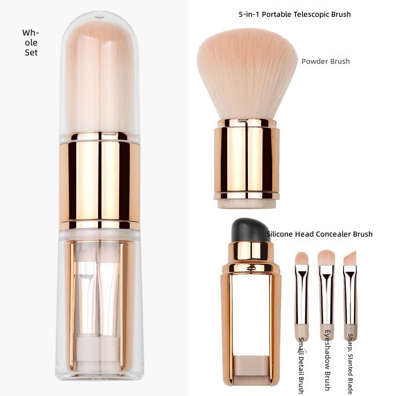 5-in-1 telescoping brush set-rose gold-opp packaging