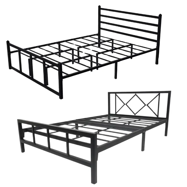 Preço de atacado de cama de metal de tamanho duplo com armazenamento máximo ajustável, pacote padrão de desenho gráfico, fabricante do Vietnã