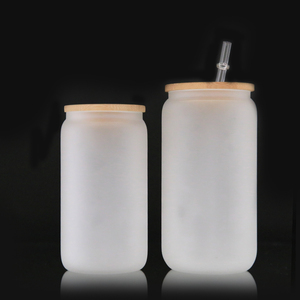 RTS stoklanan 12oz 16oz 25oz temizle buzlu Soda Pop şekilli süblimasyon bira kavanoz cam Can cam kupa ile hasır kapak