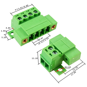 3.81MM Pitch Plug in Soldress Butt Through Male <strong>Terminal</strong> <strong>Block</strong> Connection with Locking Flanges and <strong>Fixed</strong> <strong>Type</strong> XK15EDGRKSM-3.81MM - Product Image 2
