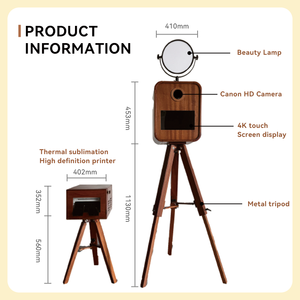 Máquina de fotomatón vintage, quiosco de fotomatón de madera con luz de anillo e impresora Selfie Dslr Photo Booth - Product Image 3