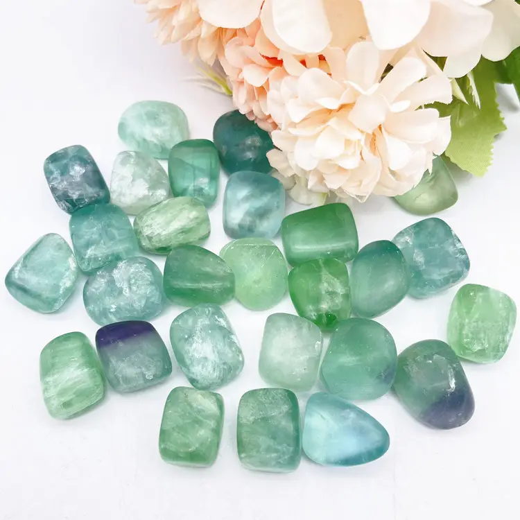 Piedras preciosas pulidas para decoración, diferentes tipos de piedras curativas, fluorita verde para regalo de energía