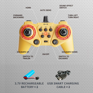 With Light and Music <strong>2in1</strong> 1/12 Scale Excavator Rc Truck and Trailer <strong>Remote</strong> Control Toy - Product Image 2