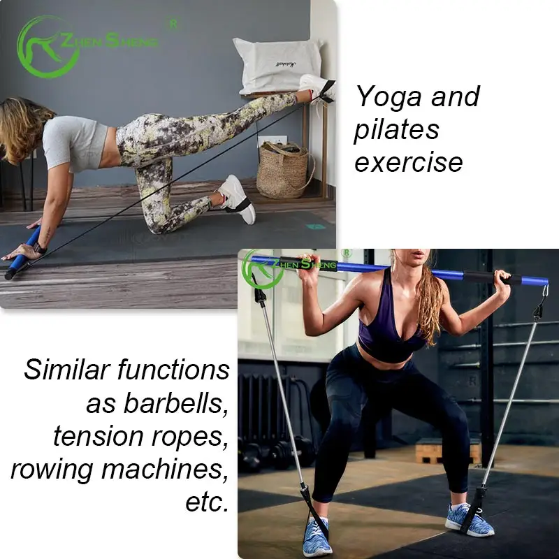 ZhenSheng Portable Home Gym Yoga Pilates Stick Fitness Bar Kit for Women Men Squat and Glutes Workout