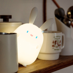 Lindo conejito noche luz niños Kawaii conejito lámpara silicona Animal Touch Sensor guardería recargable LED conejo temporizador bebé regalo - Product Image 4