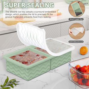 Tùy Chỉnh Tự Làm Hình Chữ Nhật Lớn 1000Ml Silicone Khay Đá 2 Cup <span class=keywords><strong>Ice</strong></span> <span class=keywords><strong>Cream</strong></span> Maker Với Nắp Bền Vững Thực Phẩm Tủ Đông Tủ Đông Cube Khay - Product Image 3
