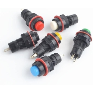 DS-213 blu 10mm interruttore a pulsante in ottone autoregolante da 10mm a 2 PIN corrente Max 1A tensione Max 24V funzione autobloccante IP67/IP65 - Product Image 3