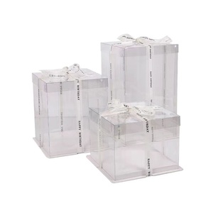 Uzun boylu 4 inç 12 inç kek kare gıda plastik pasta kutusu için doğum günü için şeffaf PVC PET PVA ambalaj kutusu - Product Image 1