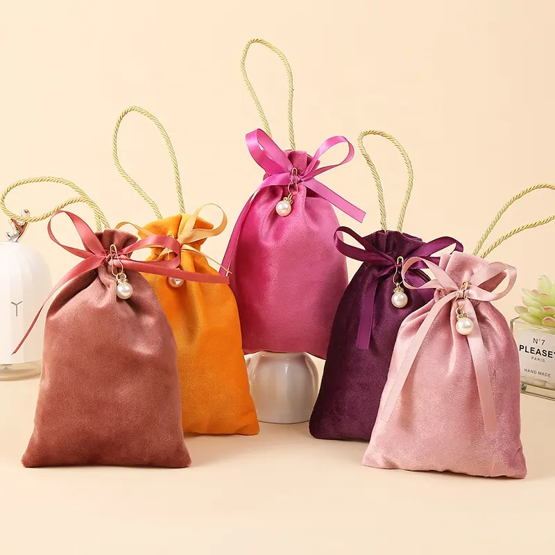 Decorazione di perle invenzione regalo di nozze sacchetti regalo di natale manico portamonete Multi colori gioielli in velluto borse con coulisse