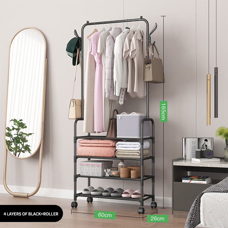 Étagère à chaussures AM 4 couches roues de ceinture noires