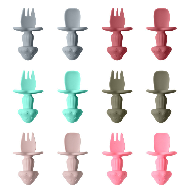 Tenedor y cuchara de mango corto (6 colores disponibles)