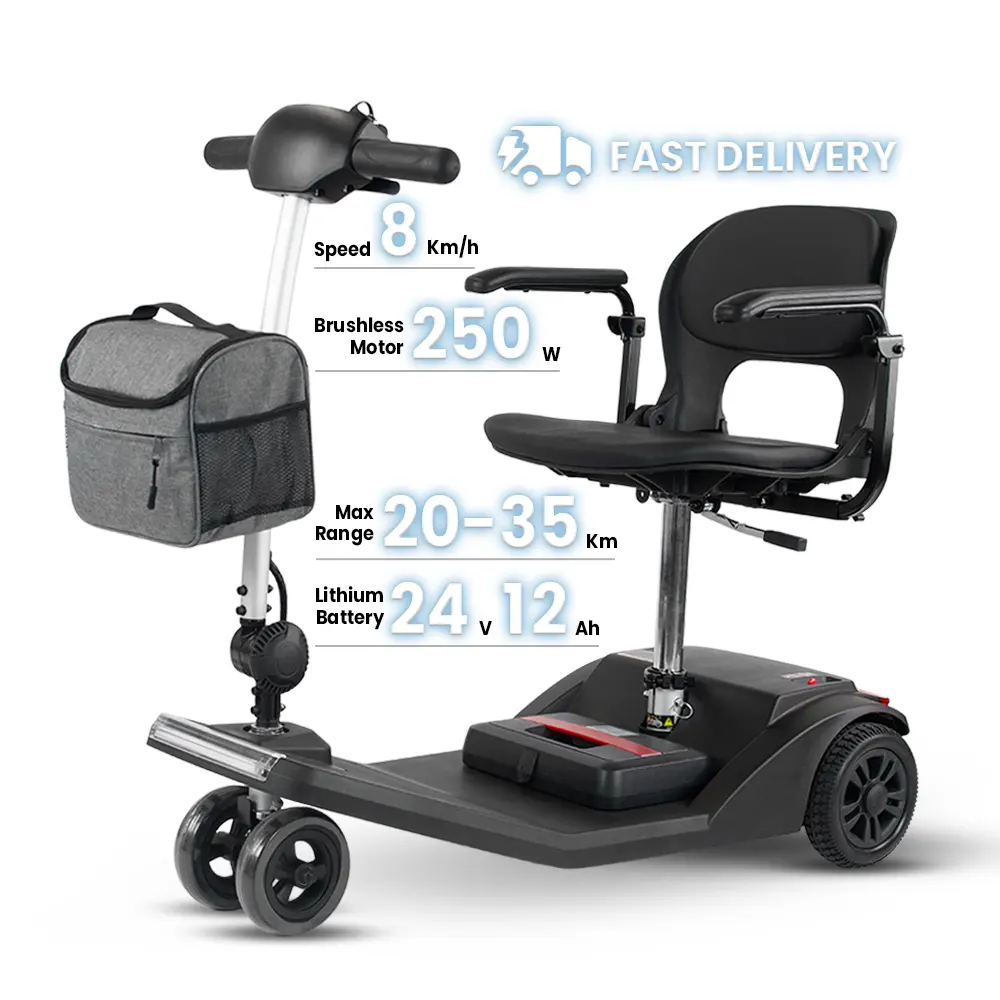 Scooter pour personnes âgées adulte mobilité handicapé léger petit auto pliant électrique 4 roues pour scooter de mobilité