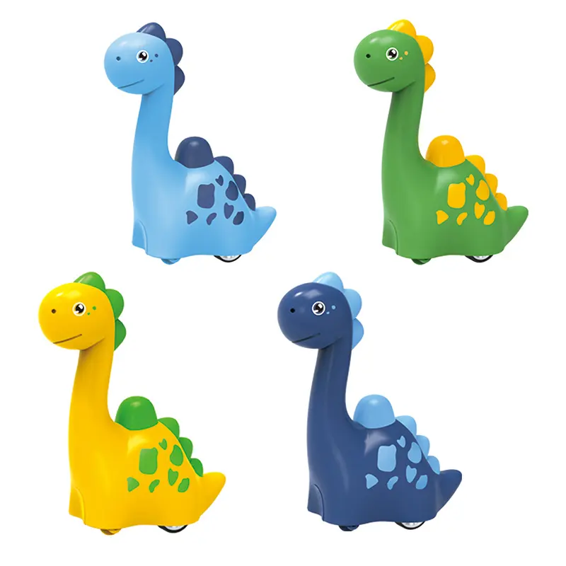 Presione y vaya juguetes de coche de plástico con cuatro colores tirar hacia atrás dibujos animados dinosaurio fricción vehículo bebé coche Juguetes