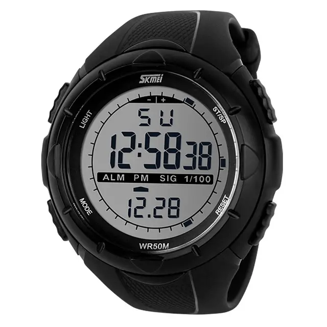 Skmei 1025 Mannen Digitaal Horloge 3d Stappenteller Sporthorloges Led Outdoor Jurk Polshorloges 50M Waterbestendig