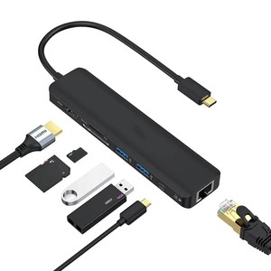 USB 3.0 portları ile 7 in 1 USB C Hub 100W PD Gigabit Ethernet SD TF kartları USB HUB 7 Port - Product Image 1