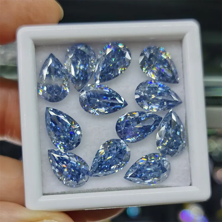 도매 가격 1ct블루 VVS 배 모이사나이트 GRA 인증서 다이아몬드 스톤 느슨한 보석 배 모양 모이사나이트 보석