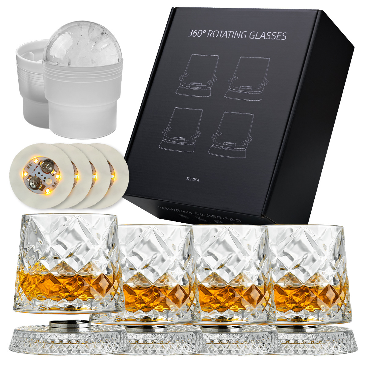 Ensemble transparent de 4 pièces (autocollants en verre lumineux et moules à boules de glace)