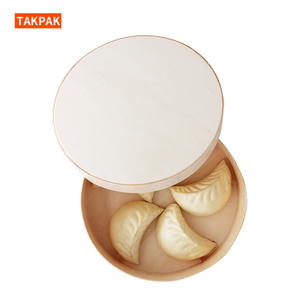 Custom Bento <strong>Box</strong> Wooden Lid <strong>Round</strong> Bowl Take Away Christmas Cake Cheese Food Container Gift <strong>Box</strong>
