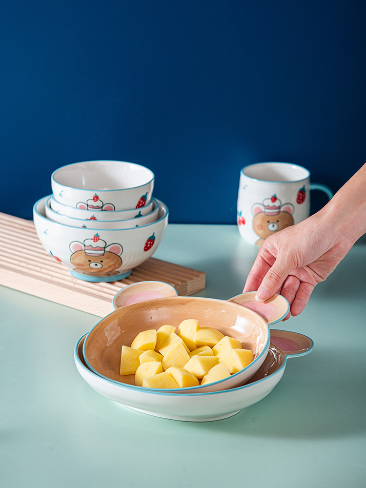 Hot sale little bear decal promotion ceramic porcelain China gift bake dish bakeware bowl plate soup bowl set dinnerware sets