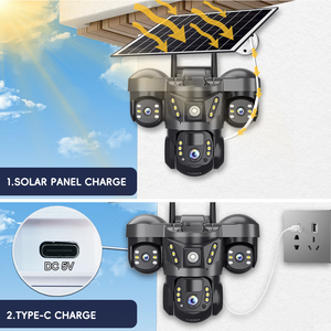4G Solar Ptz cámara de seguridad 3 lentes al aire libre V380 Pro Wifi Cámara Triple lente Cctv cámara de vigilancia Solar con Panel Solar - Product Image 5