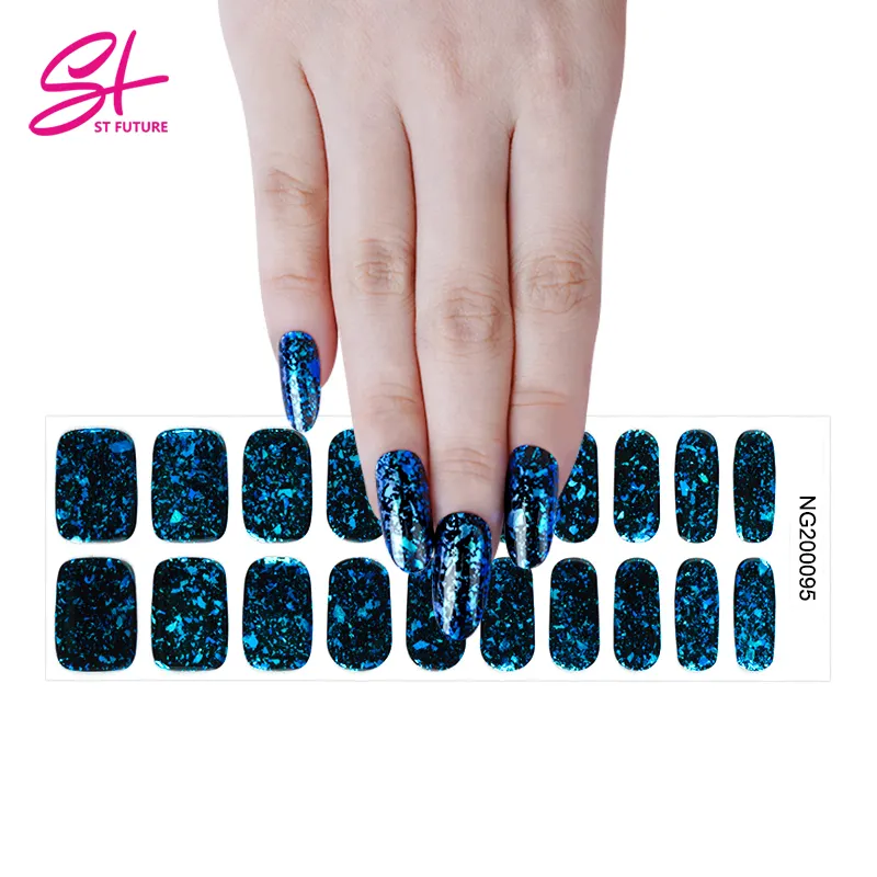 ST FUTURE Atacado Personalizado Tickers Sólido 3d Uv Gel Nail Art Polonês Envoltório Tiras Lâmpada Semi Curado Etiqueta Do Prego Com Design Log