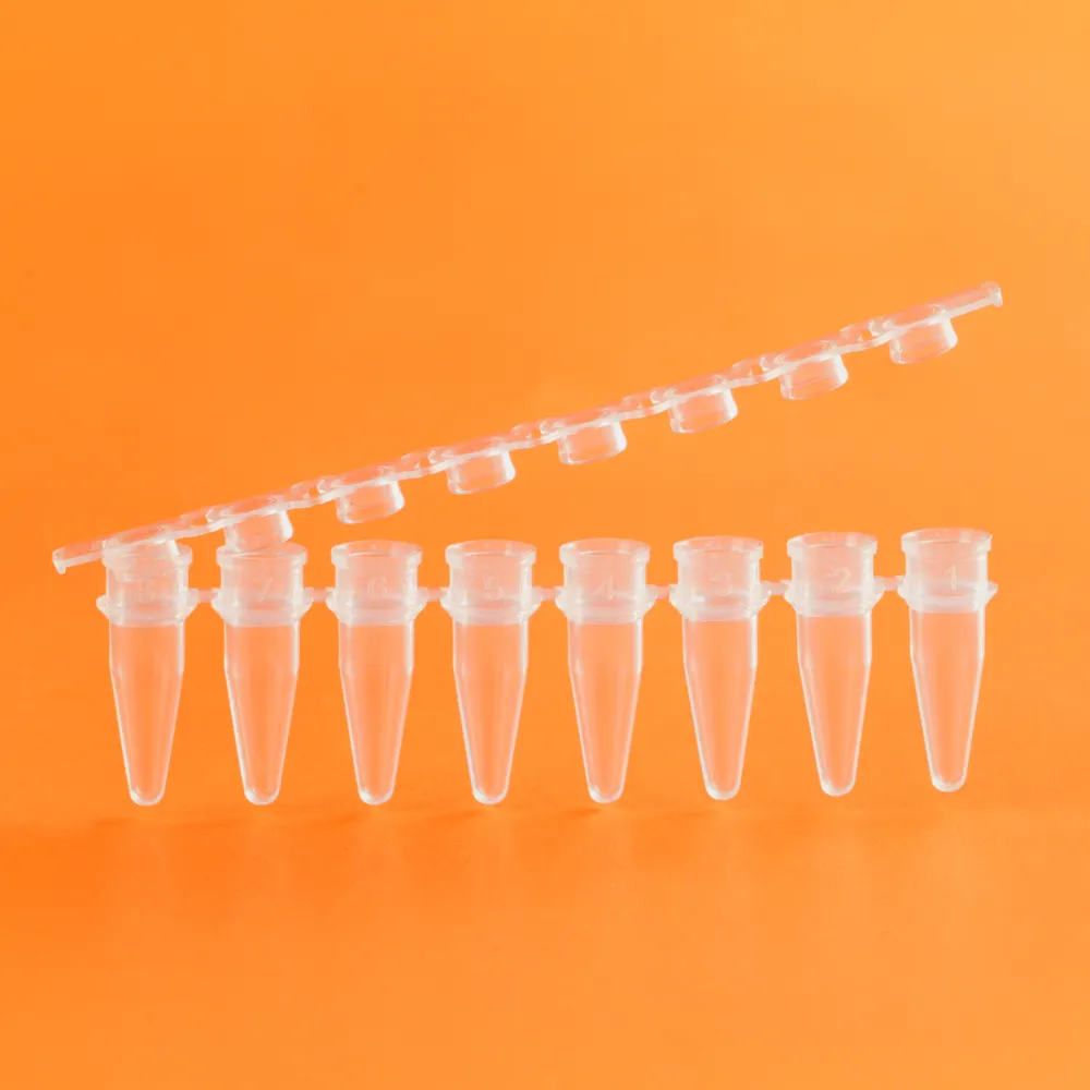 أنابيب PCR-PCR 0.2 مللي جدارية رفيعة مع أغطية مسطحة ، شريط من 8 أنابيب ، خالي من DNase/RNase ، حزمة من 125