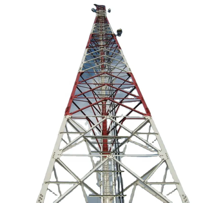 Torre de apoio angular, linha de aço com três pernas, 20m, 25m, 30m, 35m, 45m, 50m, 55m, 60m, 65m, lte