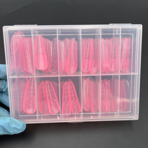120ชิ้นสีชมพูรัสเซียอัลมอนด์แบบมีรอยบากทำจากพลาสติกฝรั่งเศสแบบคู่ปลายเล็บสำหรับต่อเล็บ - Product Image 2