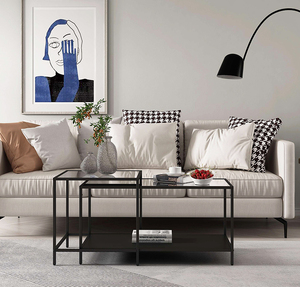 Modern <strong>Nesting</strong> Coffee <strong>Table</strong> Set Small square Metal Side <strong>End</strong> Coffee <strong>Table</strong> for Living Room Furniture - Product Image 5