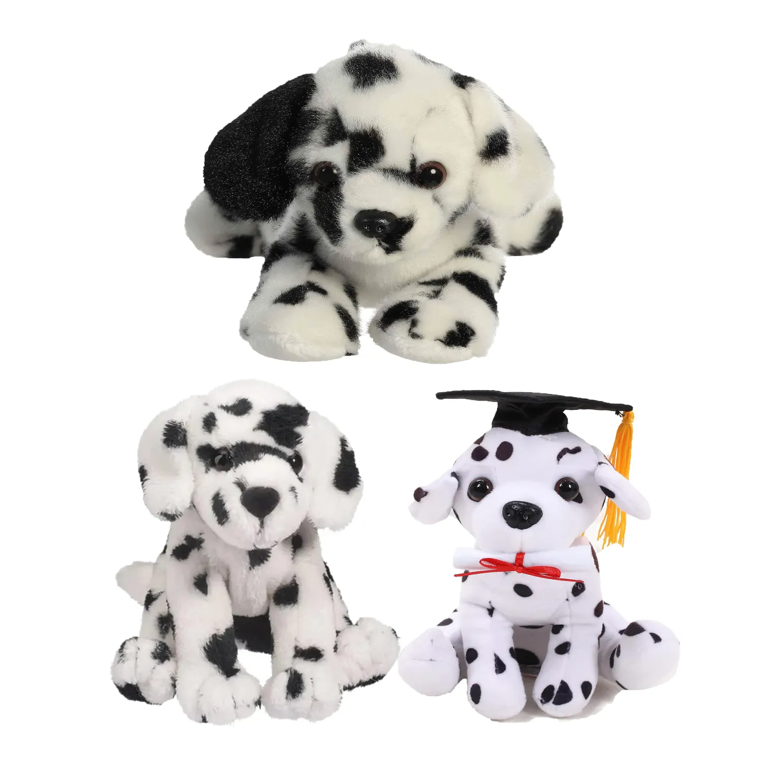 Custom Pattern Branded Logo Dalmatians Dog Stuffed Animal Toy Realistic Plush Dog Spotted Puppy Soft Cuddly Animal Holiday Doll