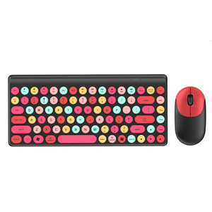 Cute Round Key 2.4GHz <strong>Bluetooth</strong> Wireless <strong>Keyboard</strong> and <strong>Mouse</strong> Set Wireless <strong>Keyboard</strong> and <strong>Mouse</strong> Combination Laptop Pink - Product Image 1