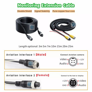 7 inç monitörlü kamera kamyon dikiz sistemi kelebek braketi 4 Pin/AV kablosu AHD RVs için 2Ch kamyon ters kamera sistemi - Product Image 4