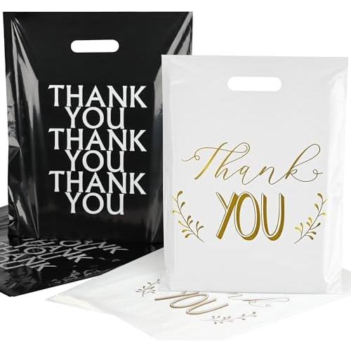 Black White Thank You Bags