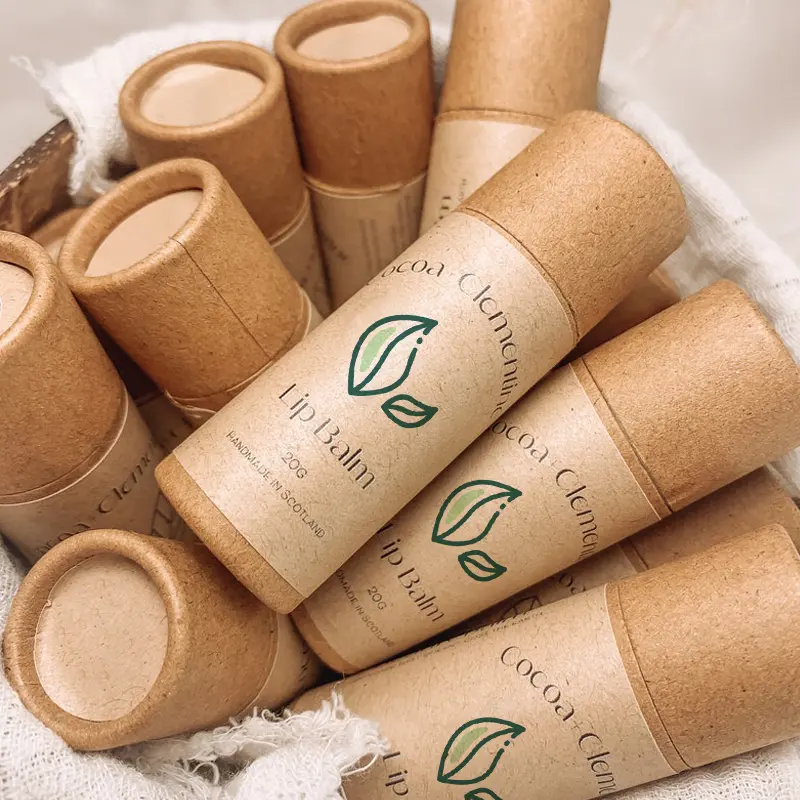 Custom Brand Design Biodegradable Kraft Cardboard Push Up Deodorant Stick Container Compostable Paper Lip Balm Tube Packaging