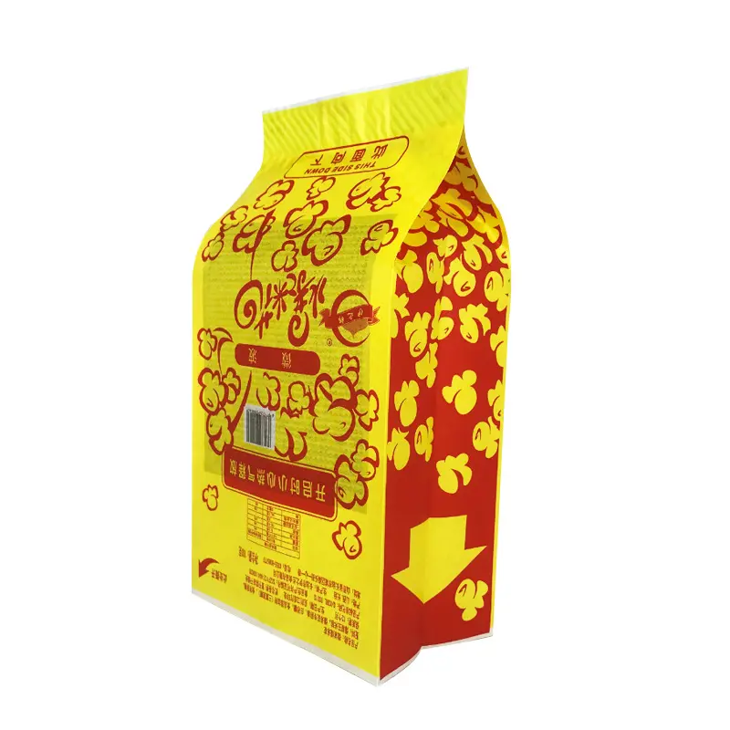 Fundo Quadrado À Prova De Graxa Reciclada Biodegradável Pop Corn Embalagem Papel De Qualidade Alimentar Sacos De Papel De Pipoca De Microondas