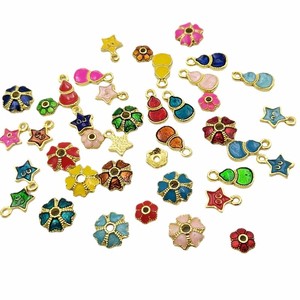 Lutin khay hoa nhỏ giọt dầu nhiều màu, bầu, phụ kiện ngôi sao, cloisonne blued, vòng đeo tay tự làm, đính cườm và strun - Product Image 5