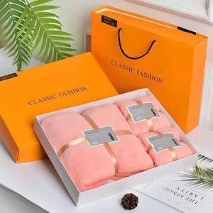 High End <strong>Dual</strong> Card Customization Solid Color Three Piece Set High-density Coral Fleece Scarf Bath <strong>Towel</strong> Set - Product Image 2