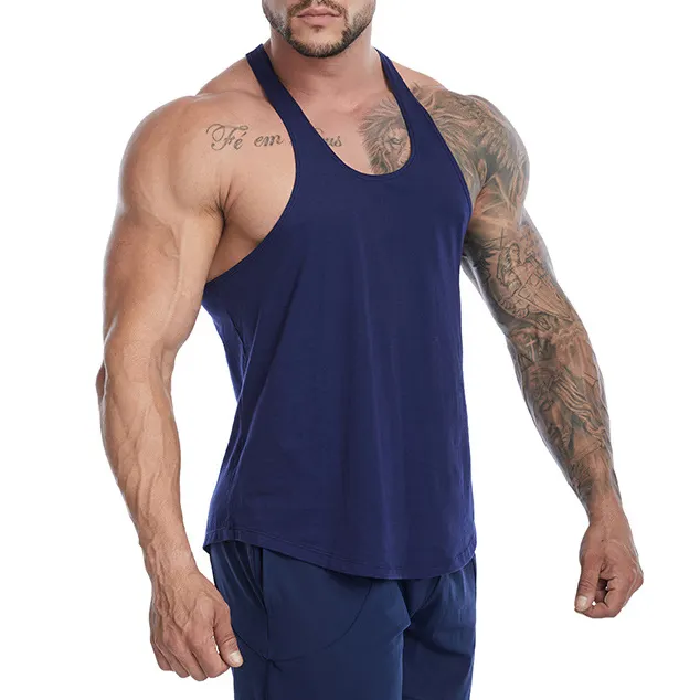 Groothandel Prijs Custom Design Katoenen Fitness Bodybuilding Jurk Onderhemd Training String Stingers Gym Tank Tops Vest Voor Mannen