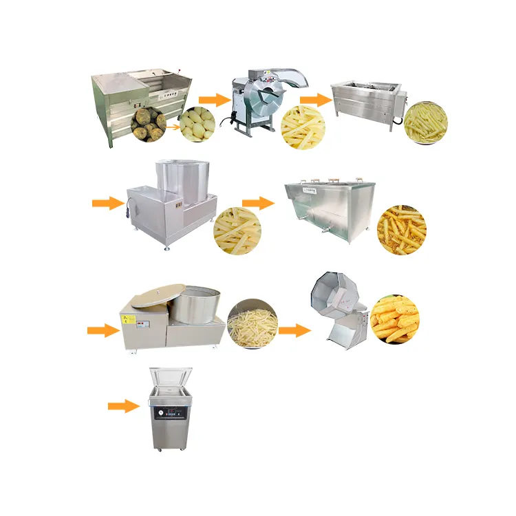 Máquina de procesamiento de patatas fritas congeladas Línea de producción de patatas fritas