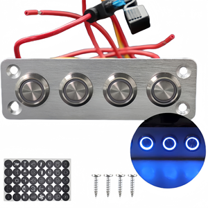 4 banda in acciaio inox pannello interruttore a pulsante con indicatore a LED 12V-24V marino autobloccante in metallo interruttore a pulsante per barca RV - Product Image 1