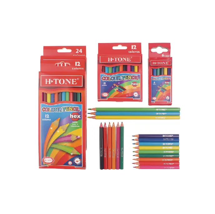 Crayons de couleur en bois pour enfants, ensemble de crayons de couleur pour dessin naturel 6/12/24 de haute qualité pour écoliers, Art