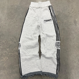 Tùy Chỉnh Ngâm Faded Mặt Trời In Chất Lượng Cao Cotton Retro Đường Phố Lỏng Rộng Chân Phẳng Thể Thao Quần Nam-Giản Dị Mùa Đông - Product Image 5