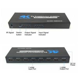 Justlink 7X1 4K 60hzHDMIスイッチ7ポートHDMI2.0bスイッチャー7In1OutセレクターHDCP2.2リモコン付き18GbpsHDR10をサポート - Product Image 5