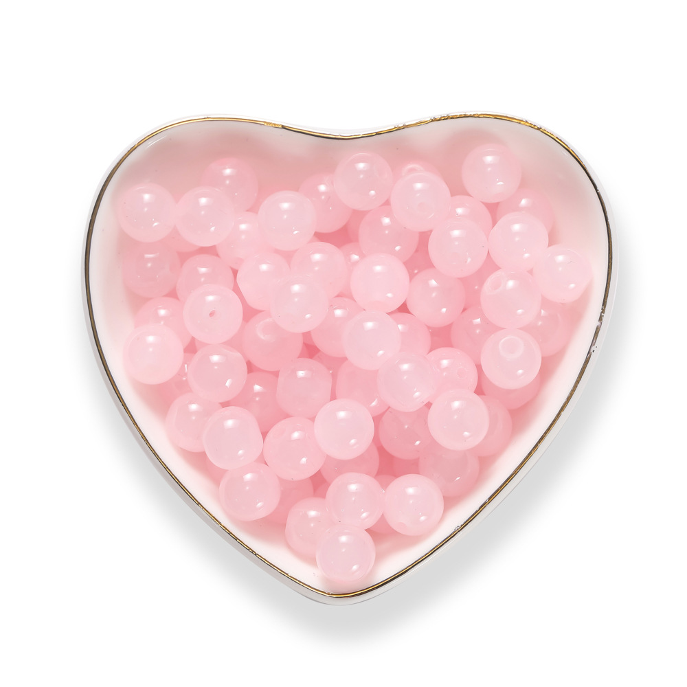 Perles de verre imitation jade - rose clair