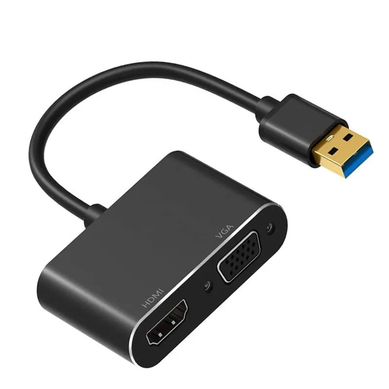 USB HDTV VGA adaptörü kablosu, USB 3.0 HD 4K dönüştürücü 1080P HD MI ve VGA Sync çıkışı desteği Windows 10/8/7