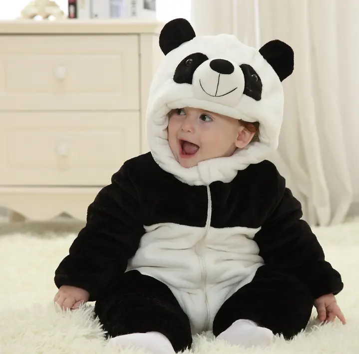2021 último otoño panda Unisex ropa de bebés bady niñas con capucha de bebé mameluco de manga larga de invierno