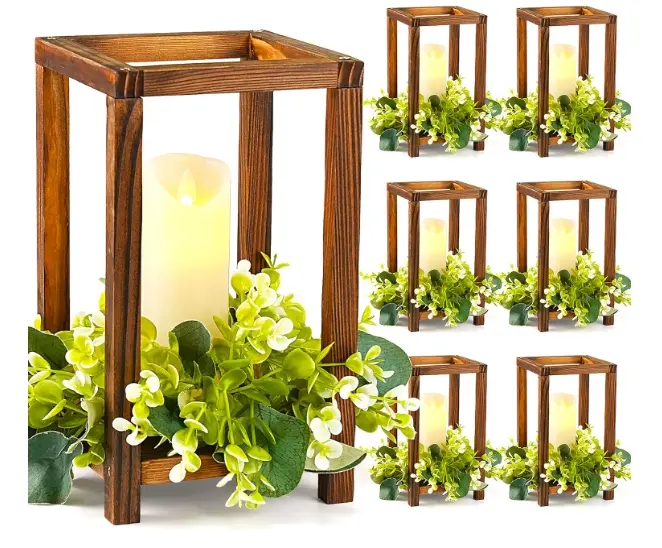 1 Pc Wooden Wedding Lantern Centerpiece, Lantern Candle Holder for Rustic Wedding Table Decoration, Farmhouse Candle Lantern