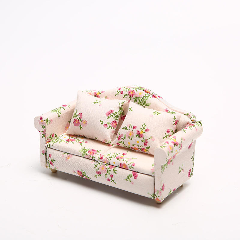 Pink cloth flower double sofa