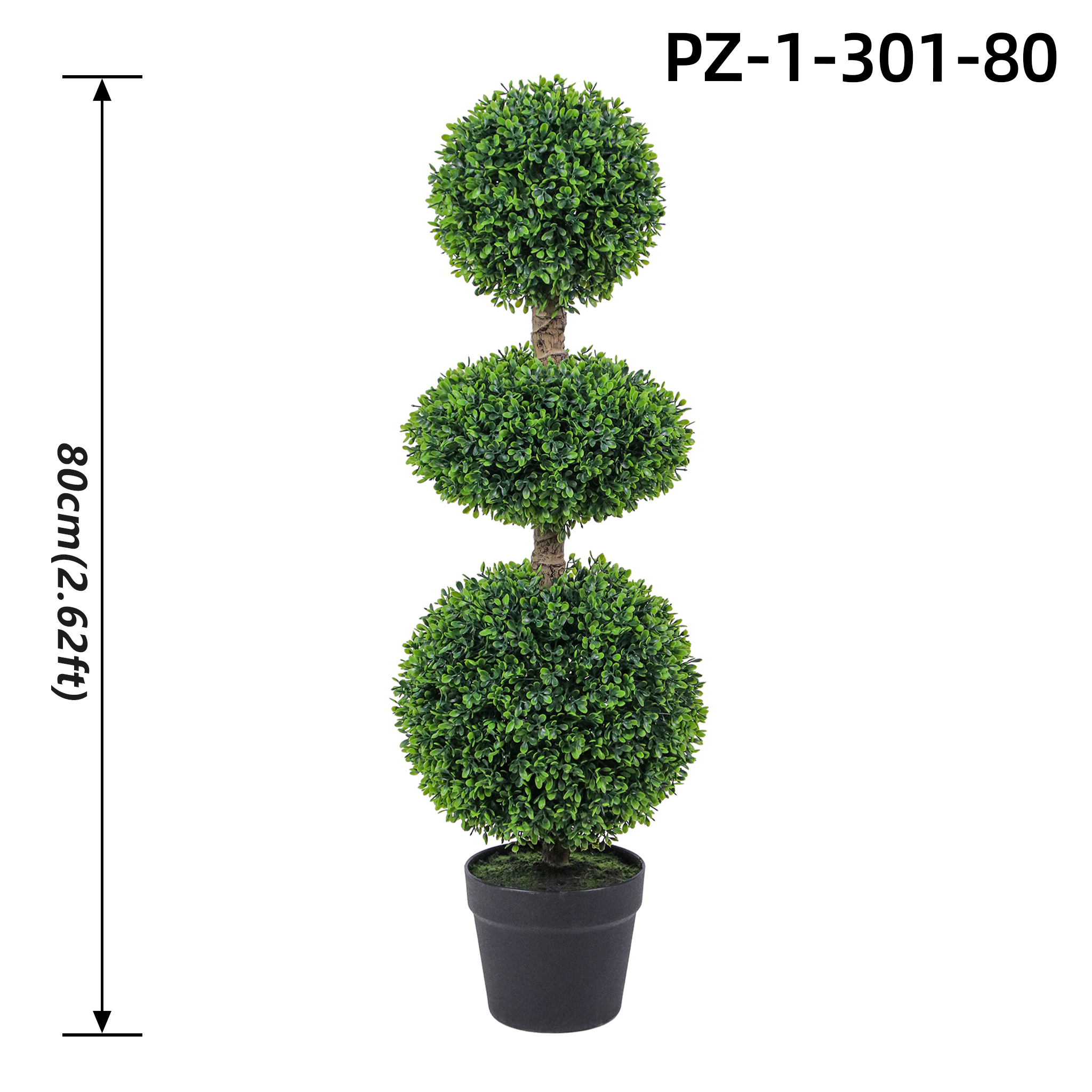 Albero topiario a sfera di bosso verde rotondo sfumato 80 cm/2,62 piedi